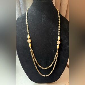 Elegant Gold Necklace with Blush Accents